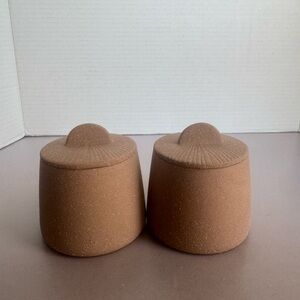 Citrine Sandstone Brown Ceramic Salt and Pepper Pinch Bowls